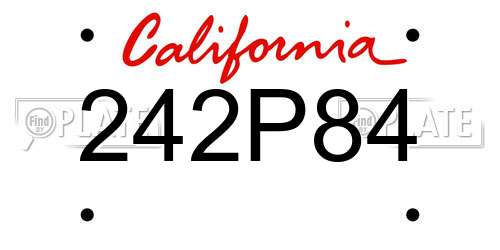 242P84 California License Plate
