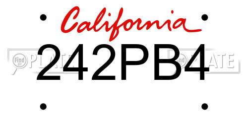 242PB4 California License Plate