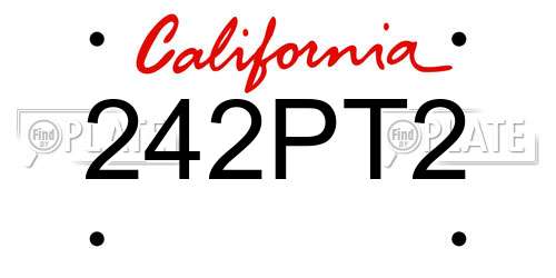 242PT2 California License Plate