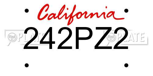 242PZ2 California License Plate