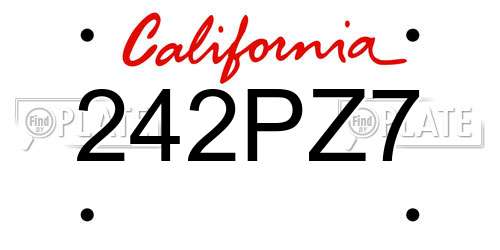 242PZ7 California License Plate