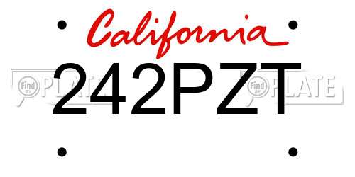 242PZT California License Plate