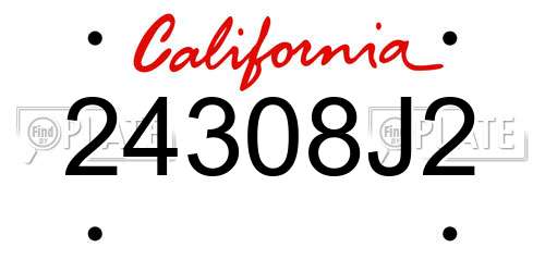 24308J2 California License Plate