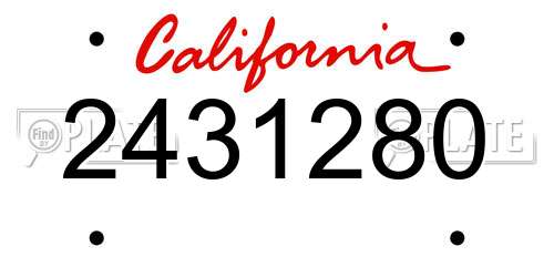 2431280 California License Plate
