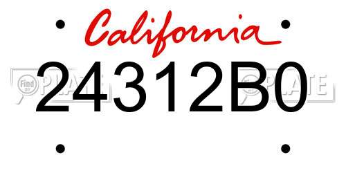 24312B0 California License Plate