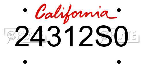 24312S0 California License Plate