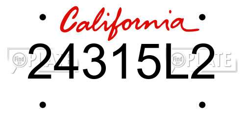 24315L2 California License Plate