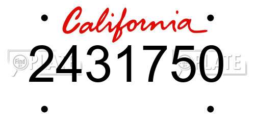 2431750 California License Plate