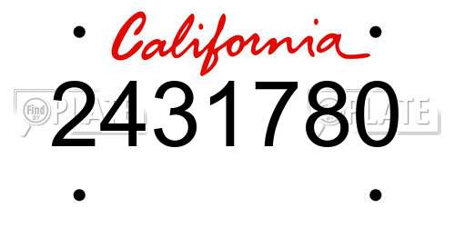 2431780 California License Plate