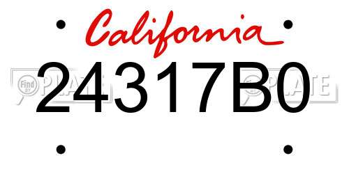 24317B0 California License Plate