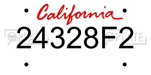 24328F2 California License Plate
