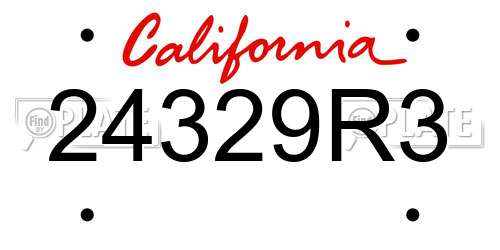 24329R3 California License Plate