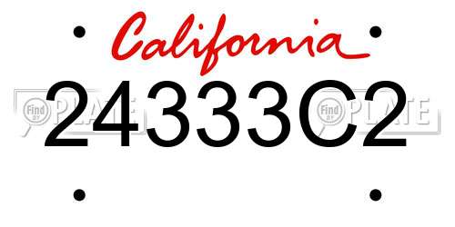 24333C2 California License Plate