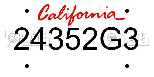 24352G3 California License Plate