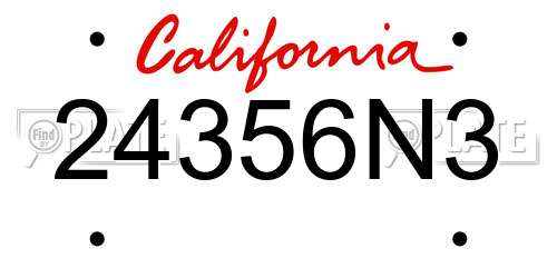 24356N3 California License Plate