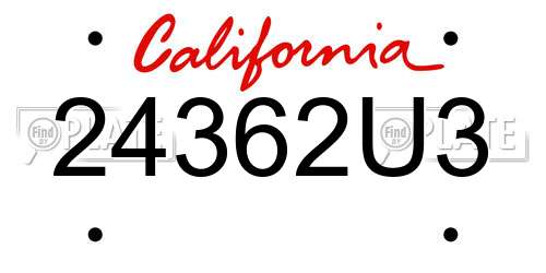 24362U3 California License Plate