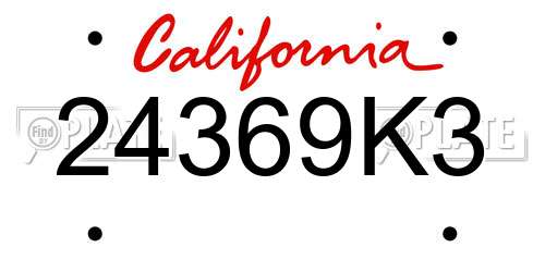 24369K3 California License Plate