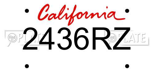 2436RZ California License Plate