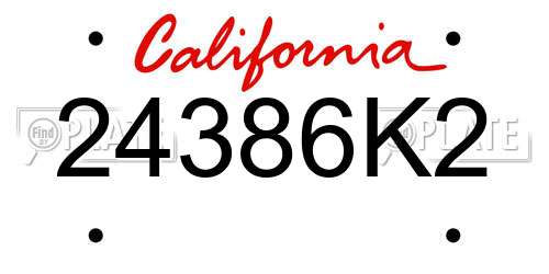 24386K2 California License Plate