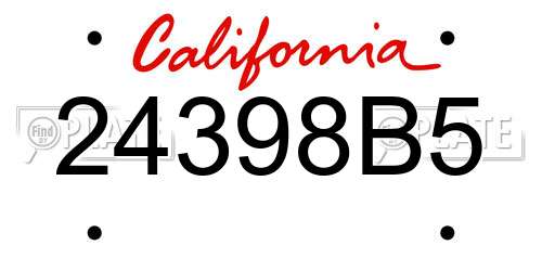 24398B5 California License Plate