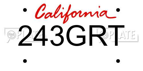 243GRT California License Plate