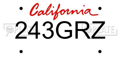 243GRZ California License Plate