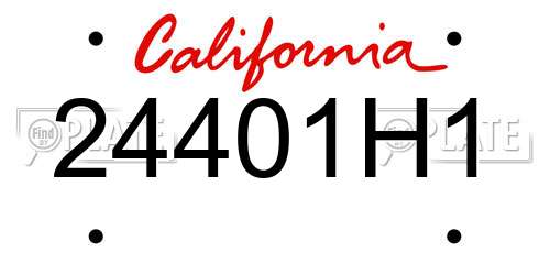 24401H1 California License Plate