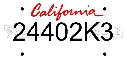 24402K3 California License Plate
