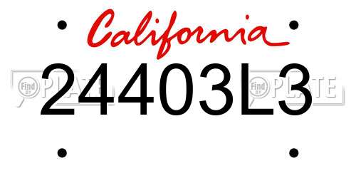 24403L3 California License Plate