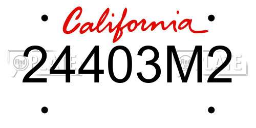 24403M2 California License Plate