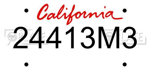 24413M3 California License Plate
