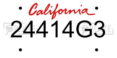 24414G3 California License Plate