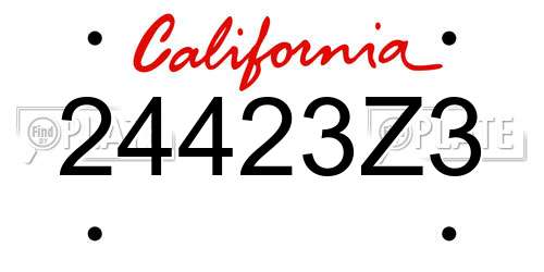 24423Z3 California License Plate