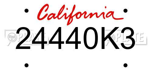 24440K3 California License Plate