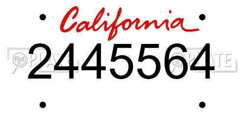 2445564 California License Plate