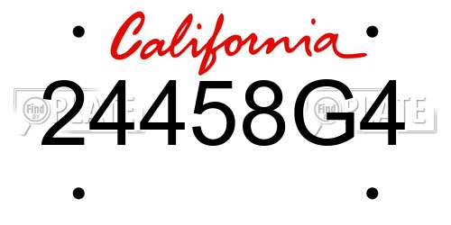 24458G4 California License Plate