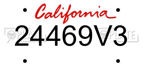 24469V3 California License Plate
