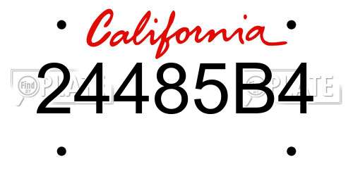 24485B4 California License Plate