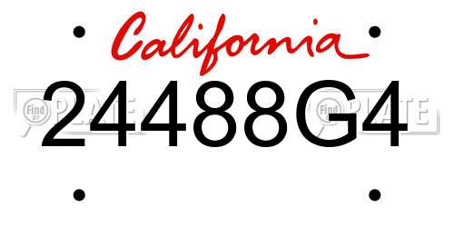 24488G4 California License Plate