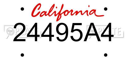 24495A4 California License Plate