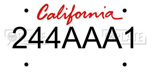 244AAA1 California License Plate