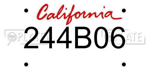 244B06 California License Plate
