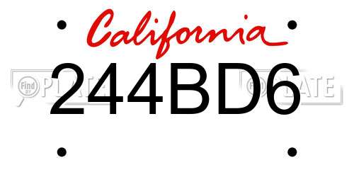 244BD6 California License Plate