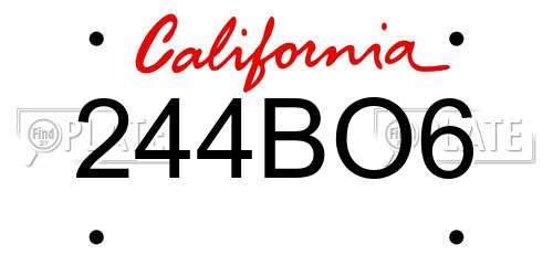 244BO6 California License Plate