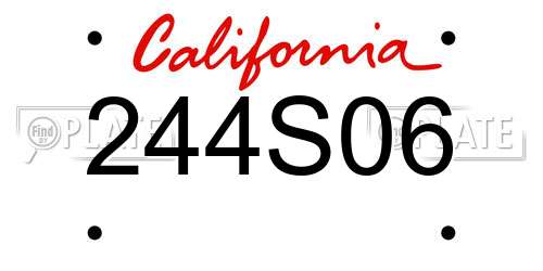 244S06 California License Plate