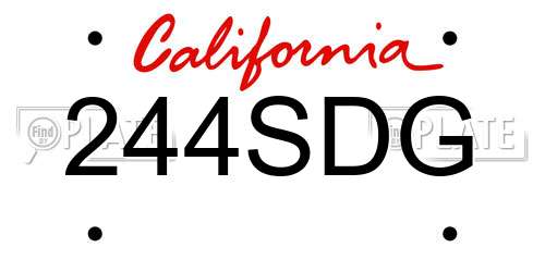 244SDG California License Plate