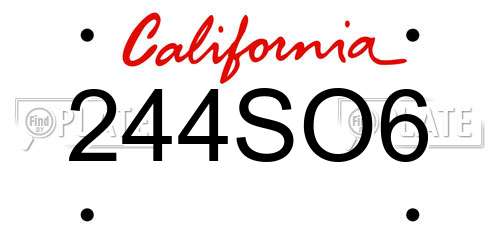 244SO6 California License Plate