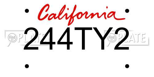 244TY2 California License Plate