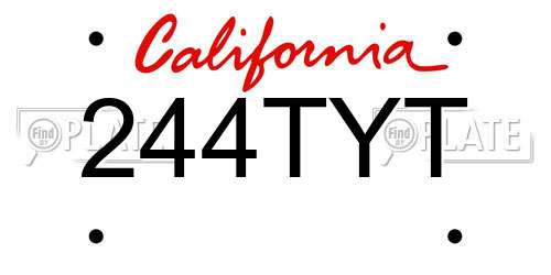 244TYT California License Plate