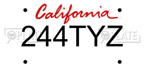 244TYZ California License Plate